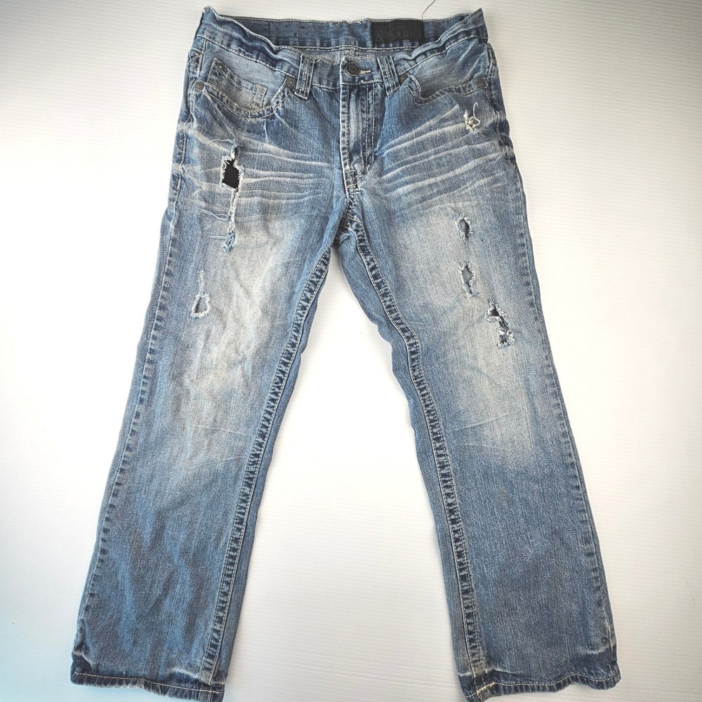 Axel Brand Wolcot Bootcut Jeans Mens 32x30 Distressed Destroyed Distressed Blue